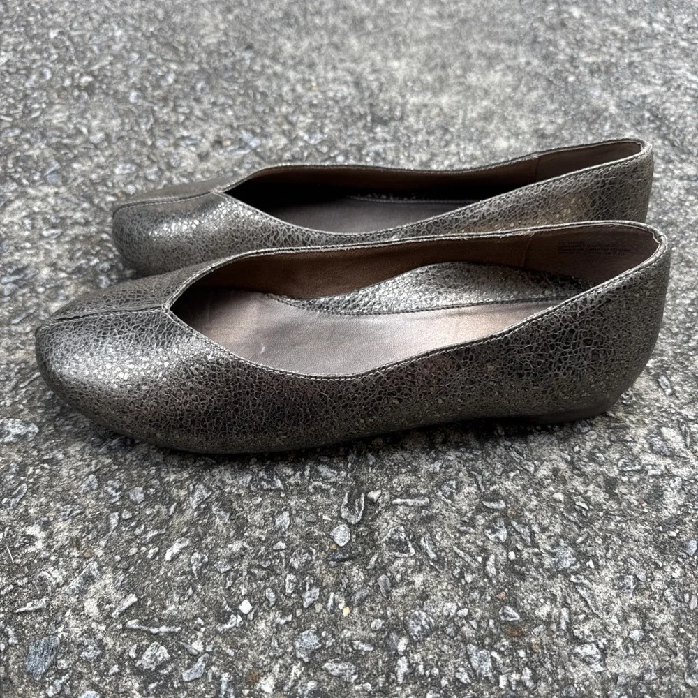 Aetrex Camie Ballet Flat Women's 9 Metallic Bronze Gold Leather Slip On Shoe